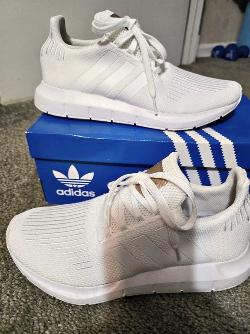 Adidas Swift Run in White & Copper Metallic